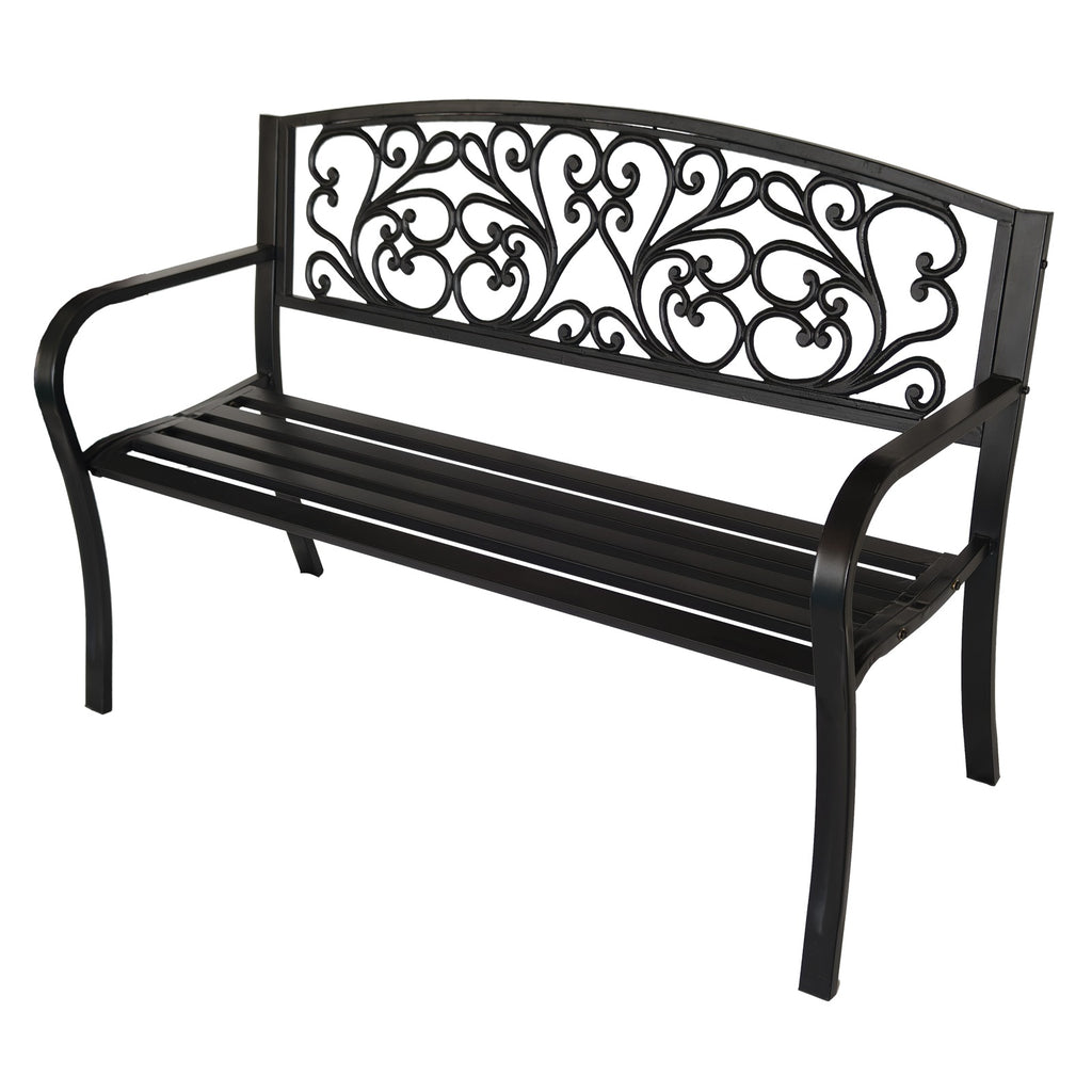 BIRCHTREE 3 Seater Garden Bench Seat Chair Slat Steel