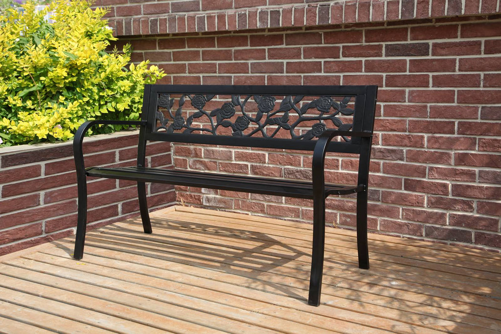 BIRCHTREE 3 Seater Garden Bench Seat Chair Slat Steel