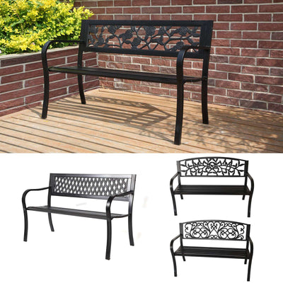 BIRCHTREE 3 Seater Garden Bench Seat Chair Slat Steel
