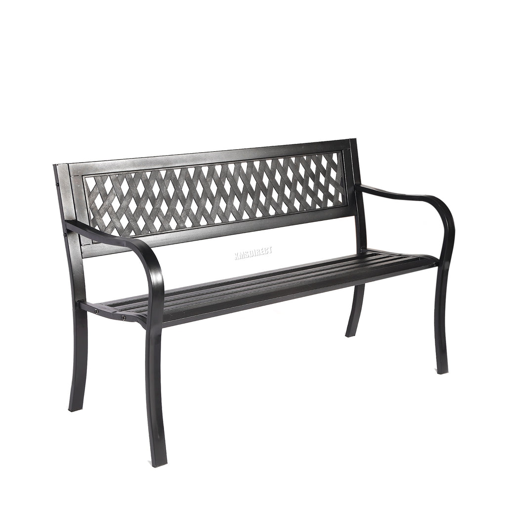 BIRCHTREE 3 Seater Garden Bench Seat Chair Slat Steel