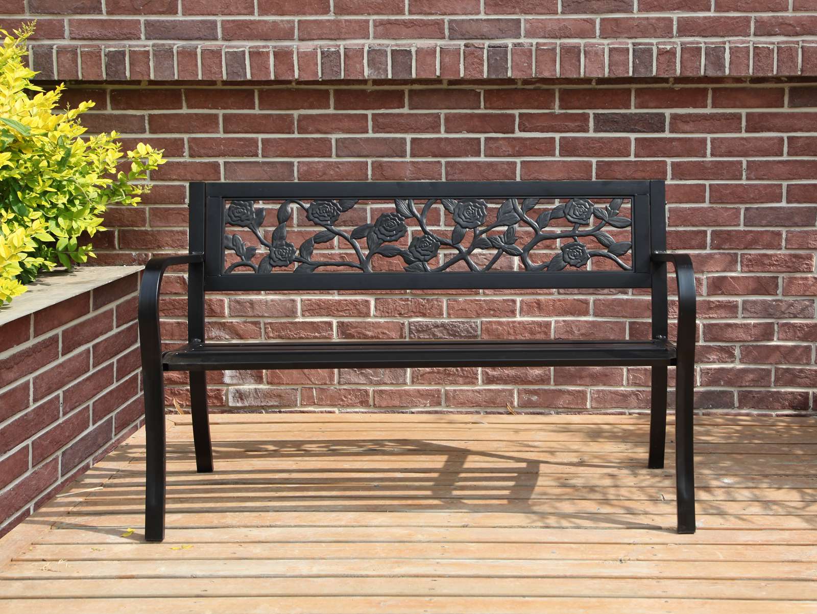 BIRCHTREE 3 Seater Garden Bench Seat Chair Slat Steel