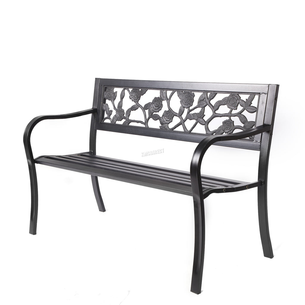 BIRCHTREE 3 Seater Garden Bench Seat Chair Slat Steel