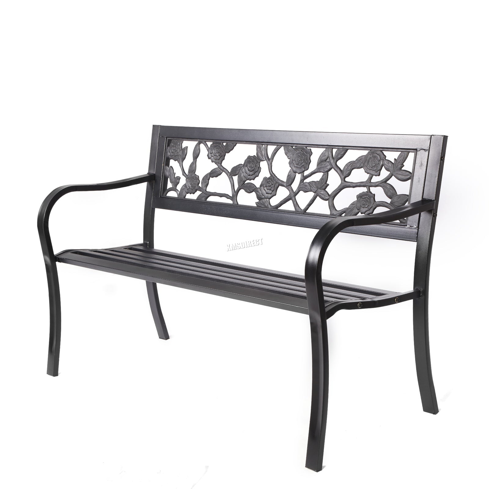 BIRCHTREE 3 Seater Garden Bench Seat Chair Slat Steel