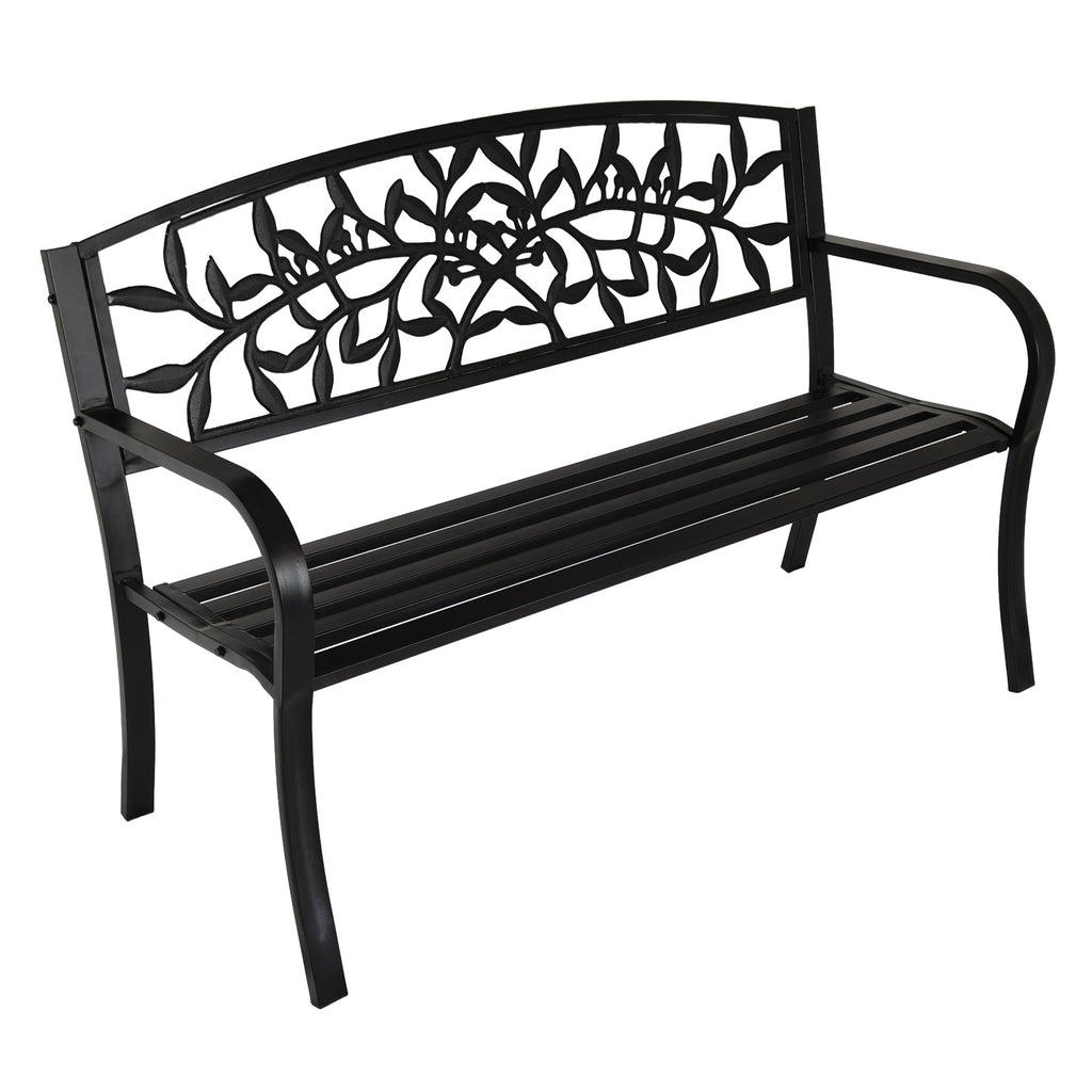 BIRCHTREE 3 Seater Garden Bench Seat Chair Slat Steel