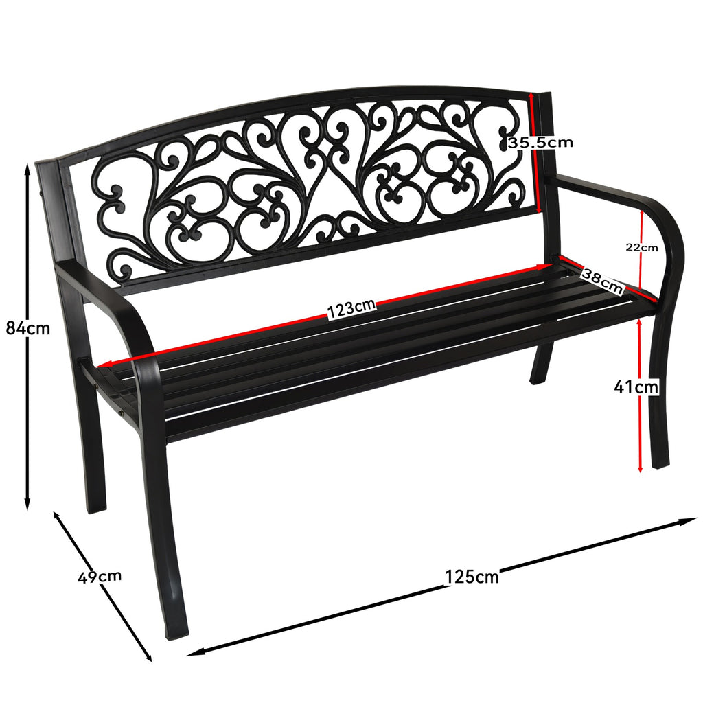 BIRCHTREE 3 Seater Garden Bench Seat Chair Slat Steel