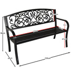 BIRCHTREE 3 Seater Garden Bench Seat Chair Slat Steel
