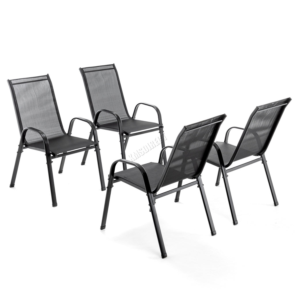 BIRCHTREE Garden Chairs Set of 4 Stackable