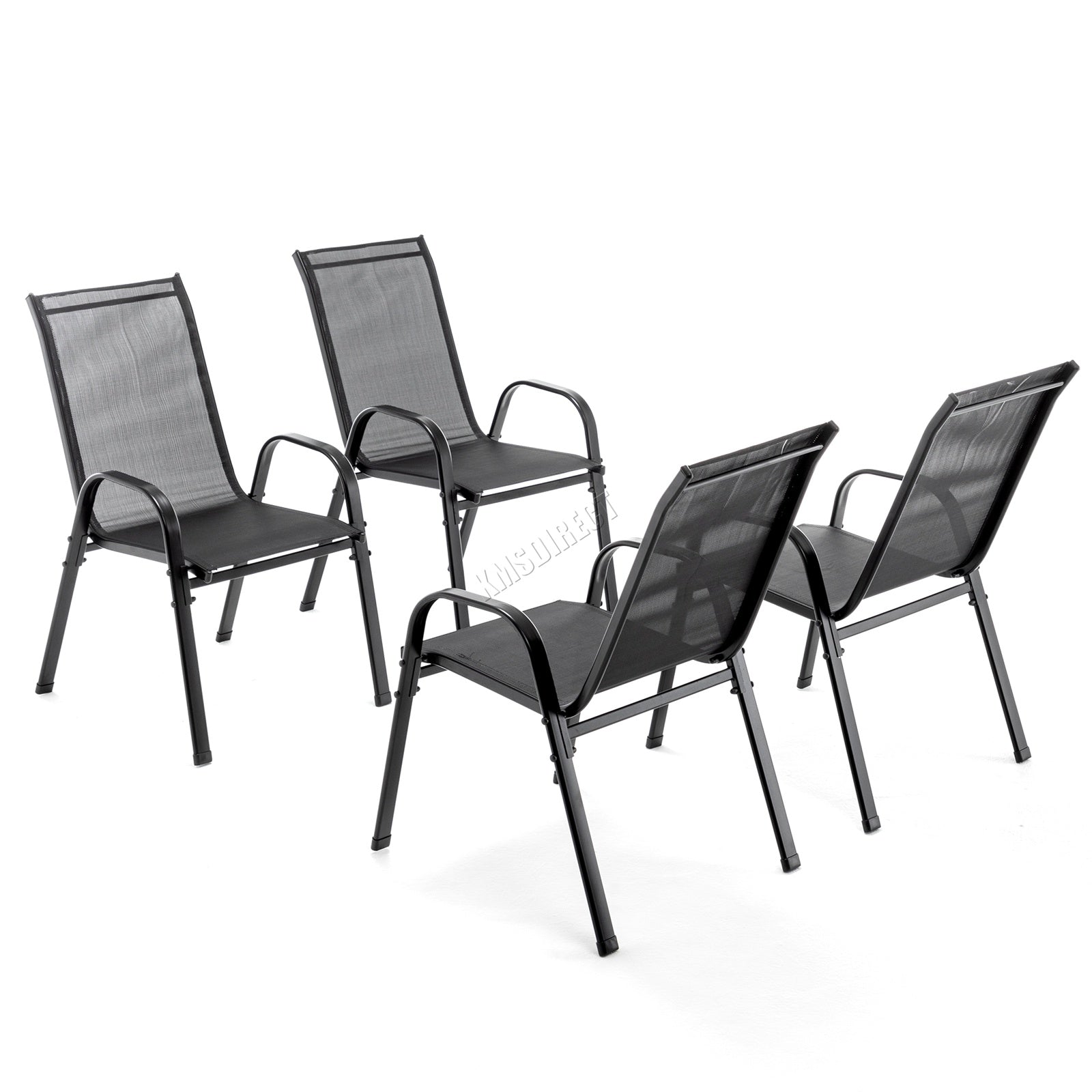 BIRCHTREE Garden Chairs Set of 4 Stackable