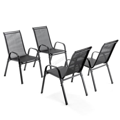 BIRCHTREE Garden Chairs Set of 4 Stackable