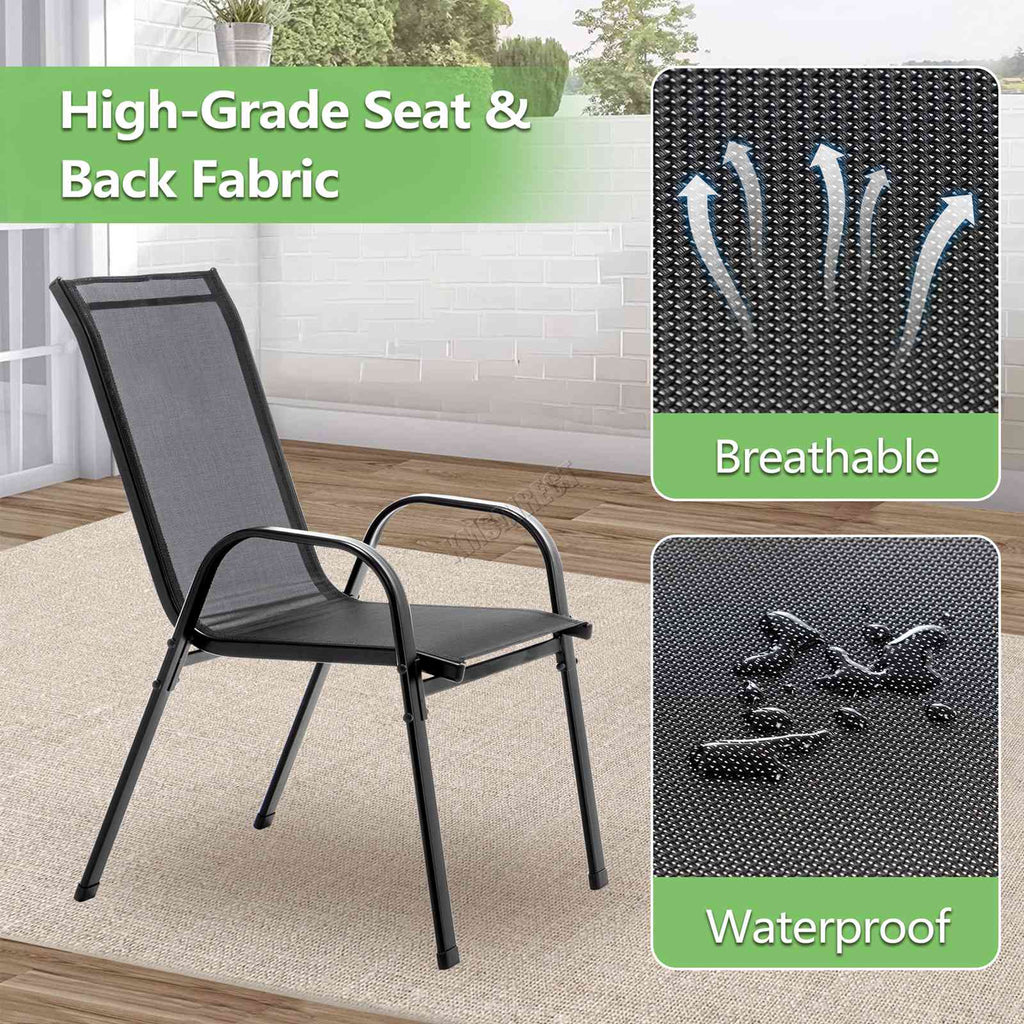 BIRCHTREE Garden Chairs Set of 4 Stackable