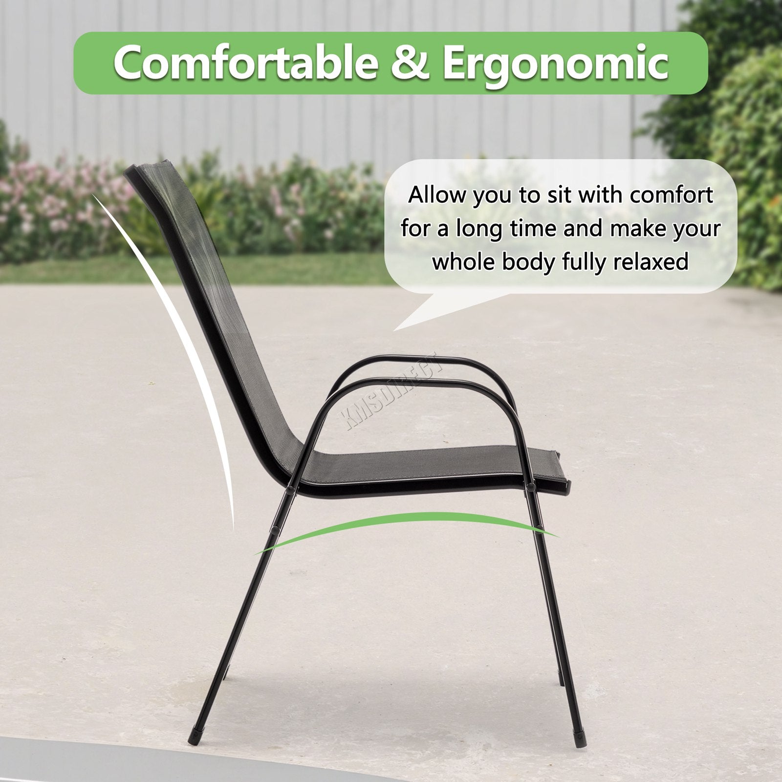 BIRCHTREE Garden Chairs Set of 4 Stackable