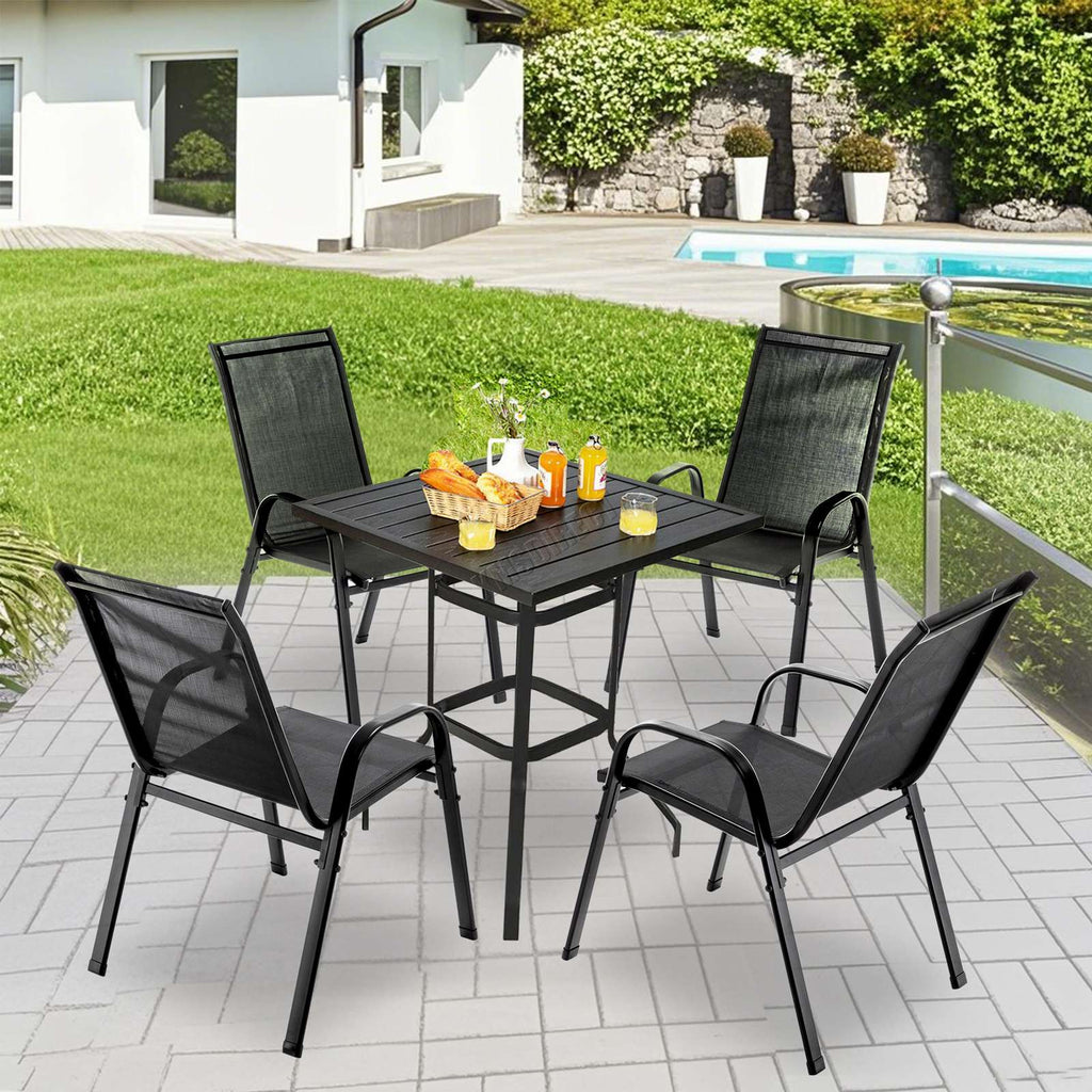 BIRCHTREE Garden Chairs Set of 4 Stackable