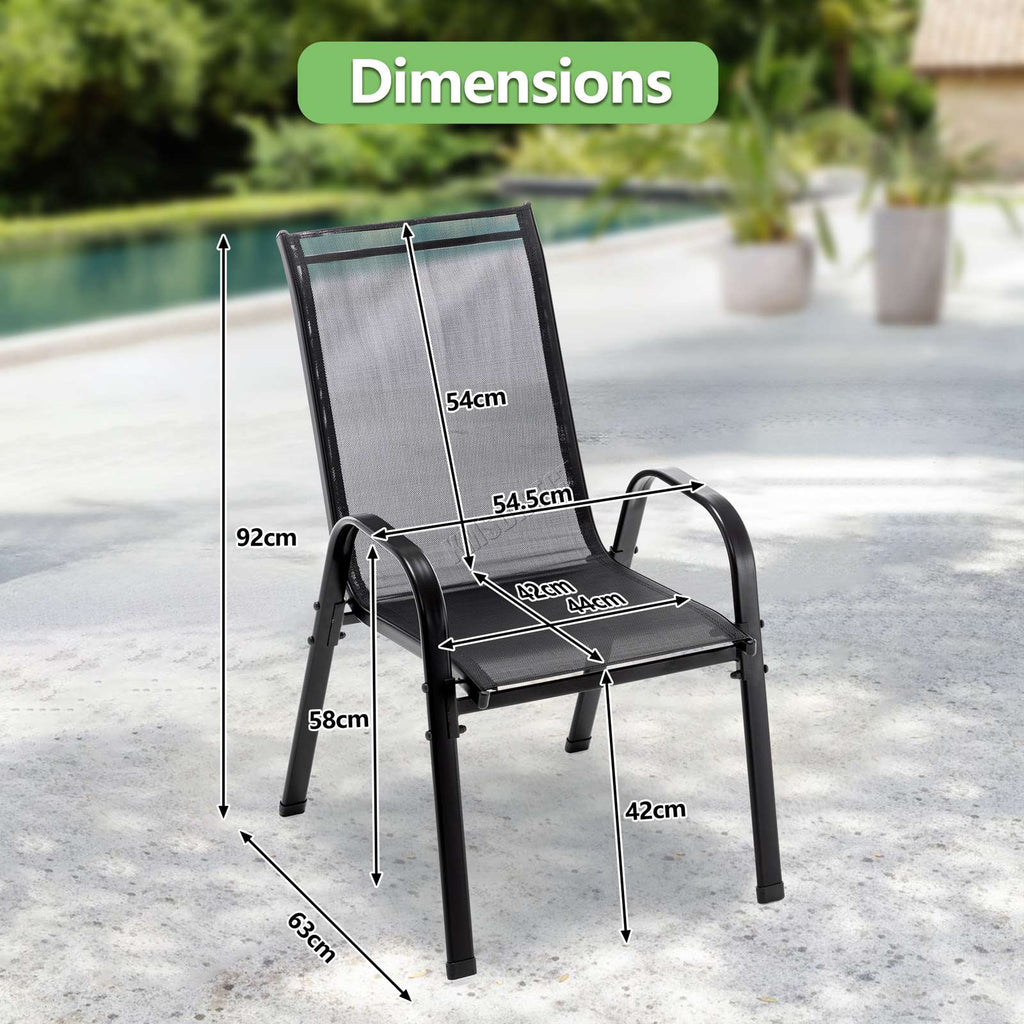BIRCHTREE Garden Chairs Set of 4 Stackable