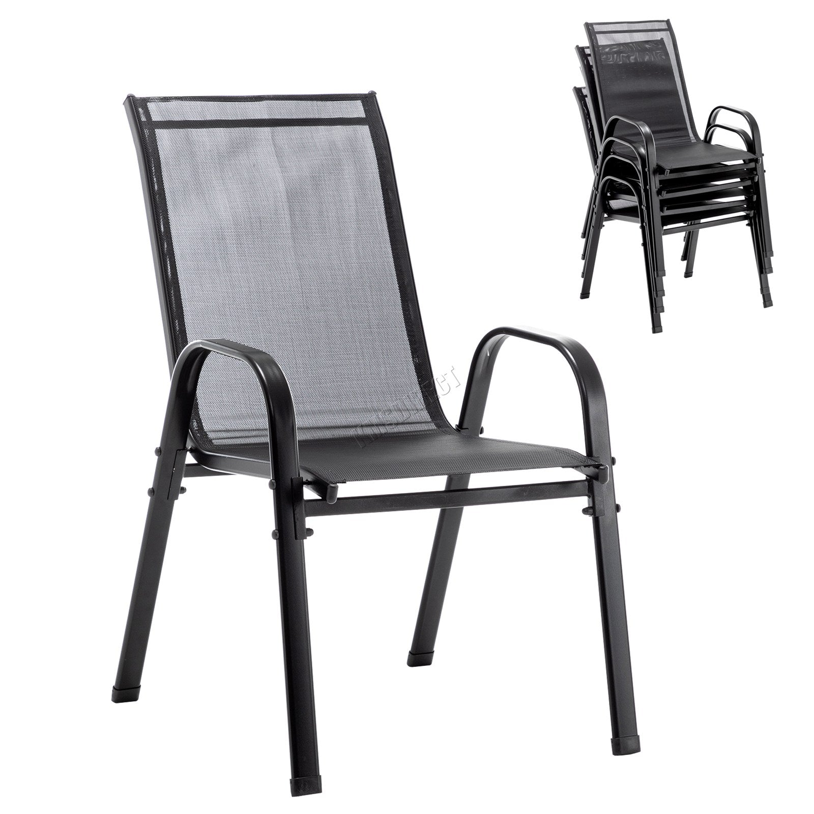 BIRCHTREE Garden Chairs Set of 4 Stackable