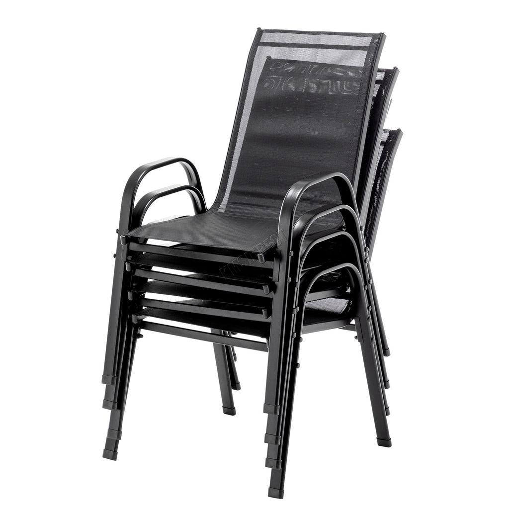 BIRCHTREE Garden Chairs Set of 4 Stackable