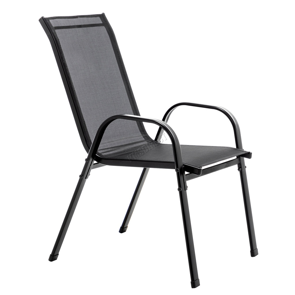 BIRCHTREE Garden Chairs Set of 4 Stackable