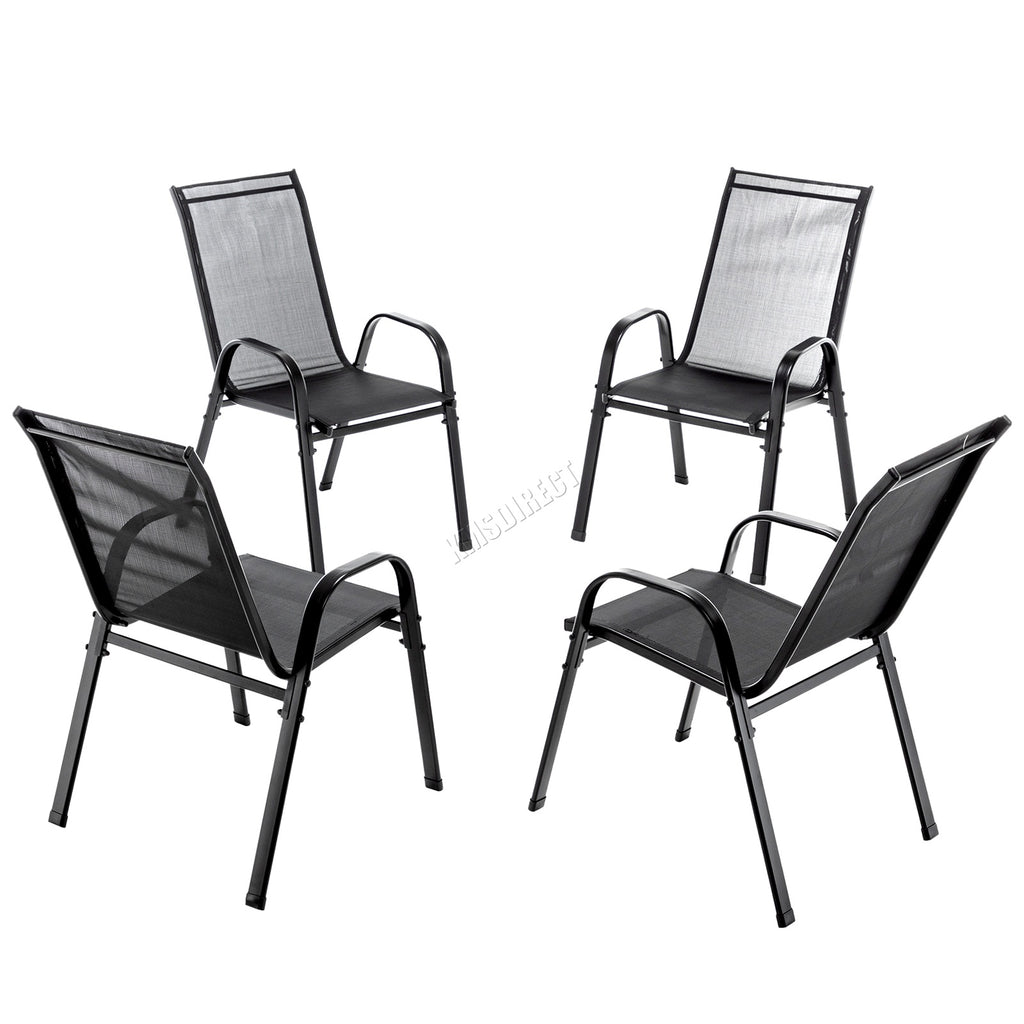 BIRCHTREE Garden Chairs Set of 4 Stackable