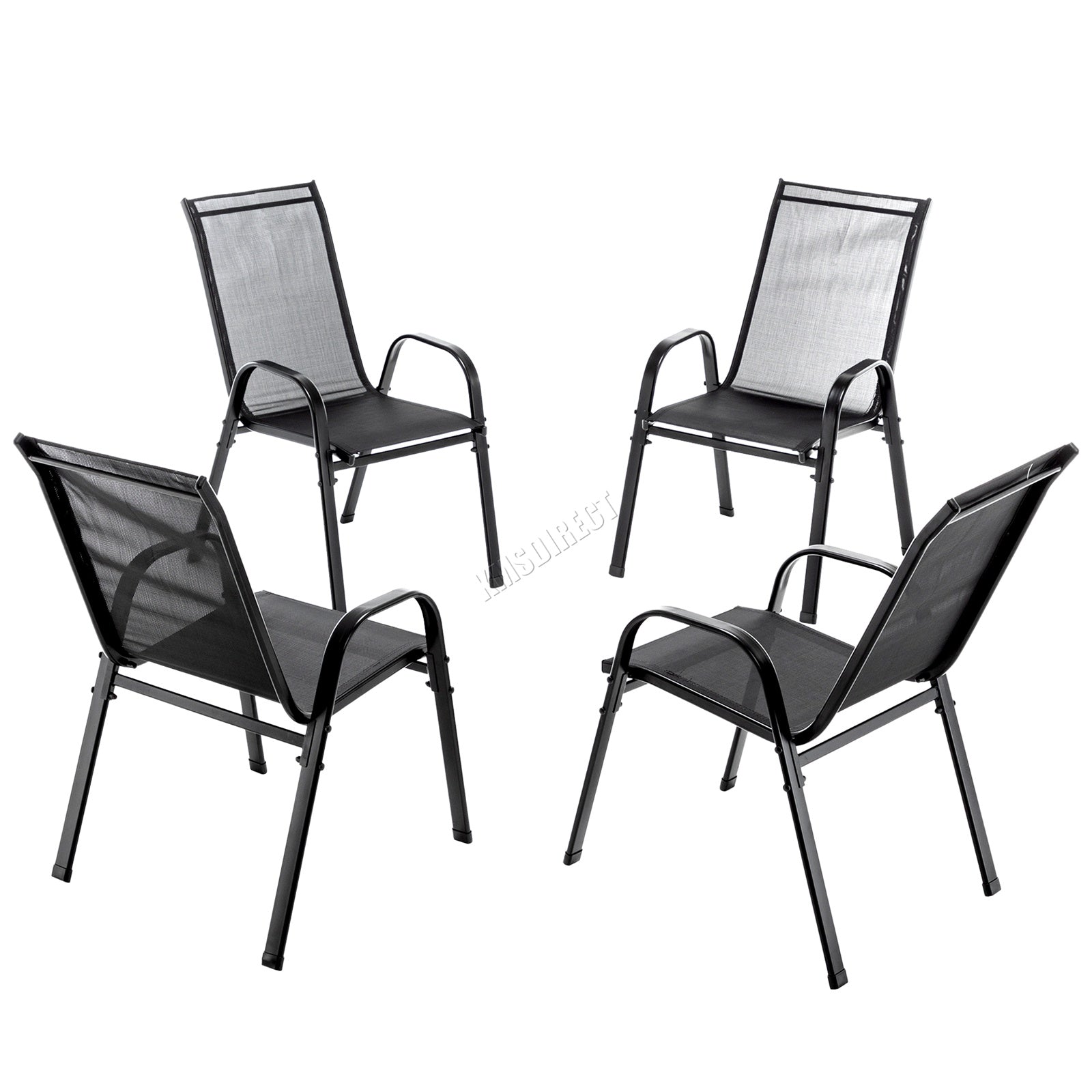 BIRCHTREE Garden Chairs Set of 4 Stackable