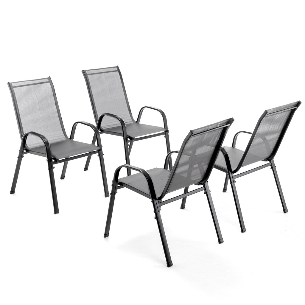 BIRCHTREE Garden Chairs Set of 4 Stackable