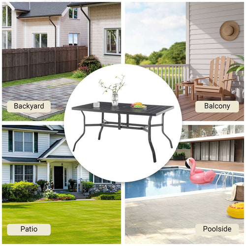 BIRCHTREE 144x94cm Garden Metal Table Black