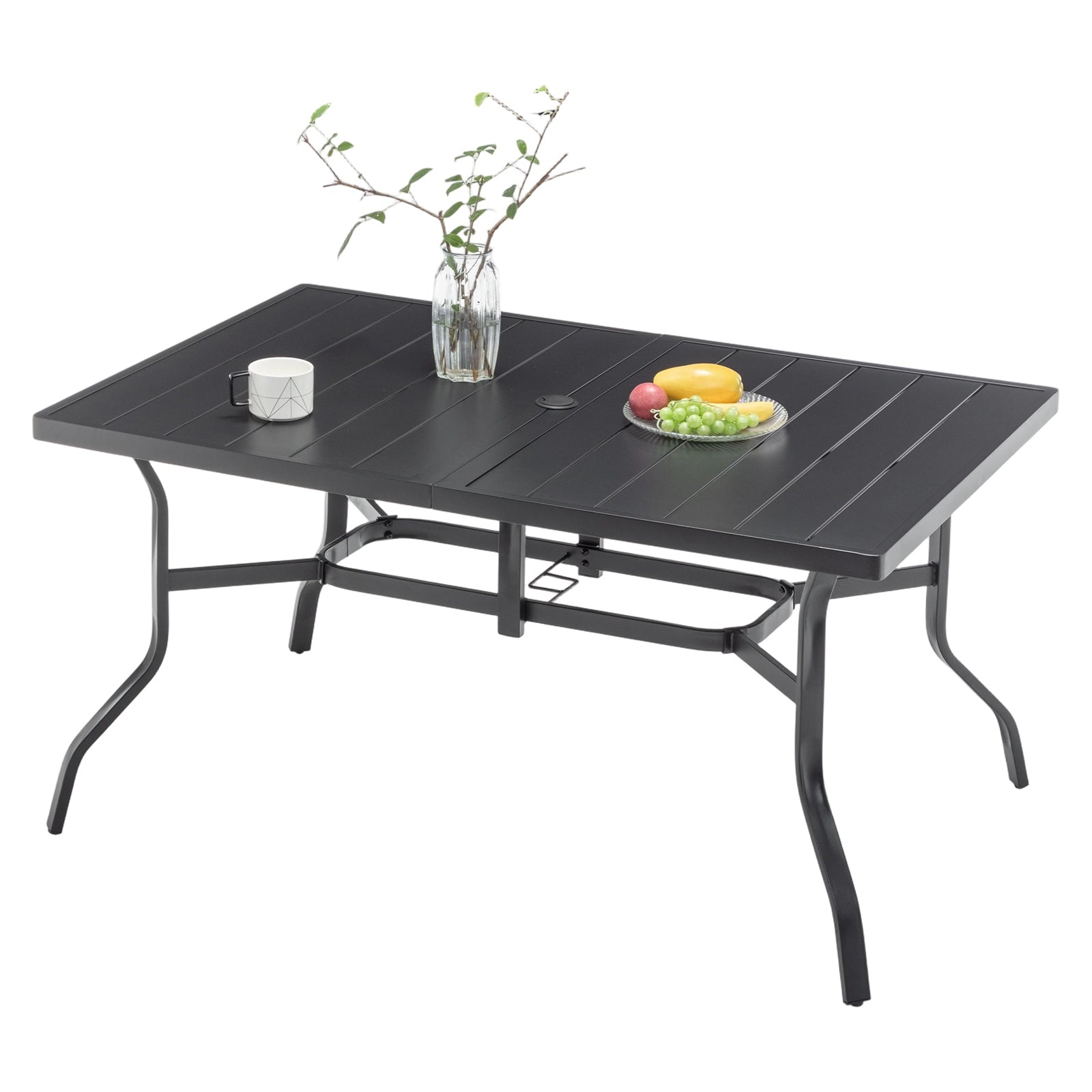 BIRCHTREE 144x94cm Garden Metal Table Black