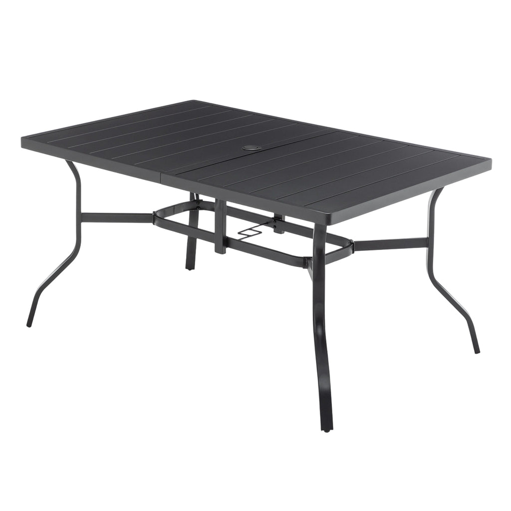 BIRCHTREE 144x94cm Garden Metal Table Black
