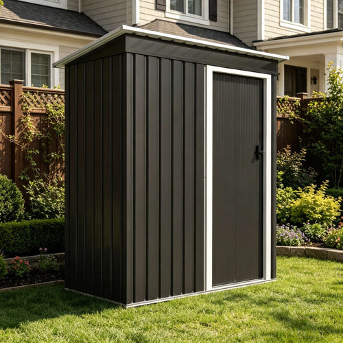 BIRCHTREE 3x5ft Metal Garden Shed Pent Acrylic Window