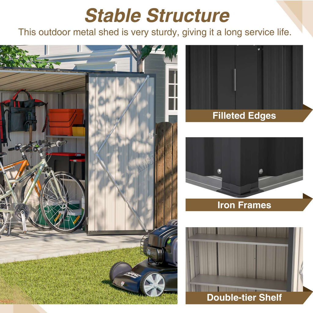 BIRCHTREE 4 x 8FT Bike Shed Metal Garden Shed Lockable