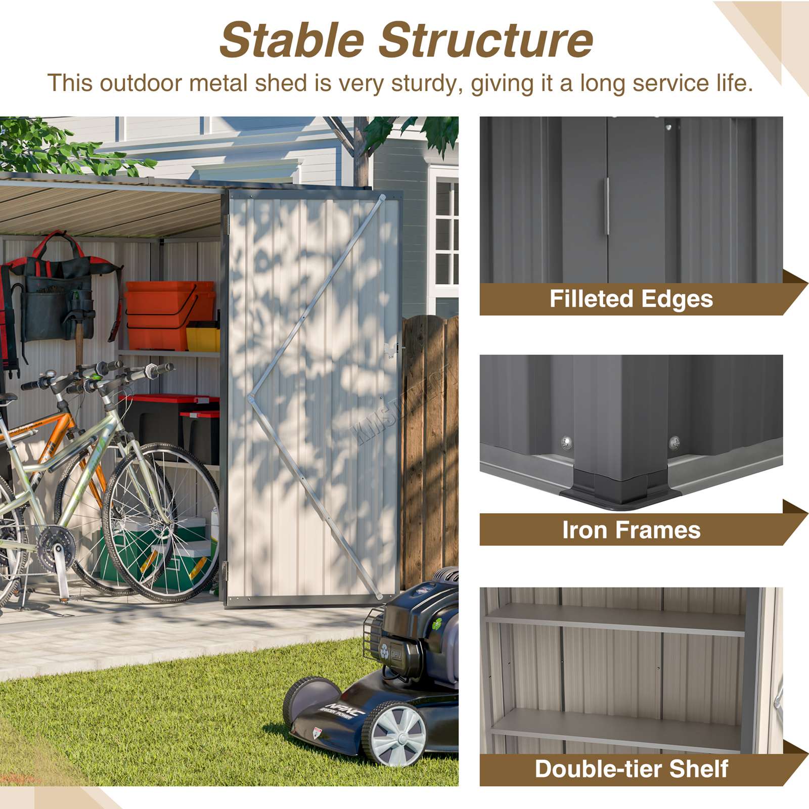 BIRCHTREE 4 x 8FT Bike Shed Metal Garden Shed Lockable