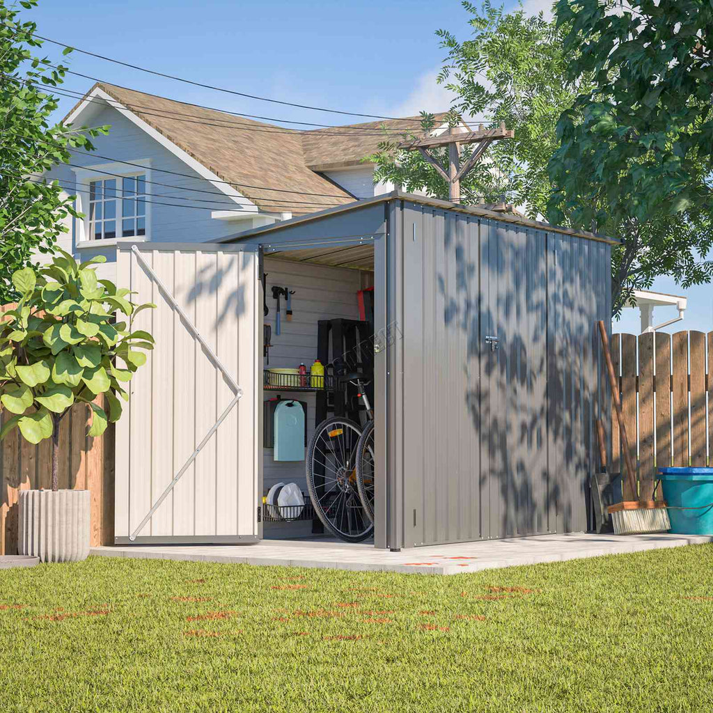 BIRCHTREE 4 x 8FT Bike Shed Metal Garden Shed Lockable