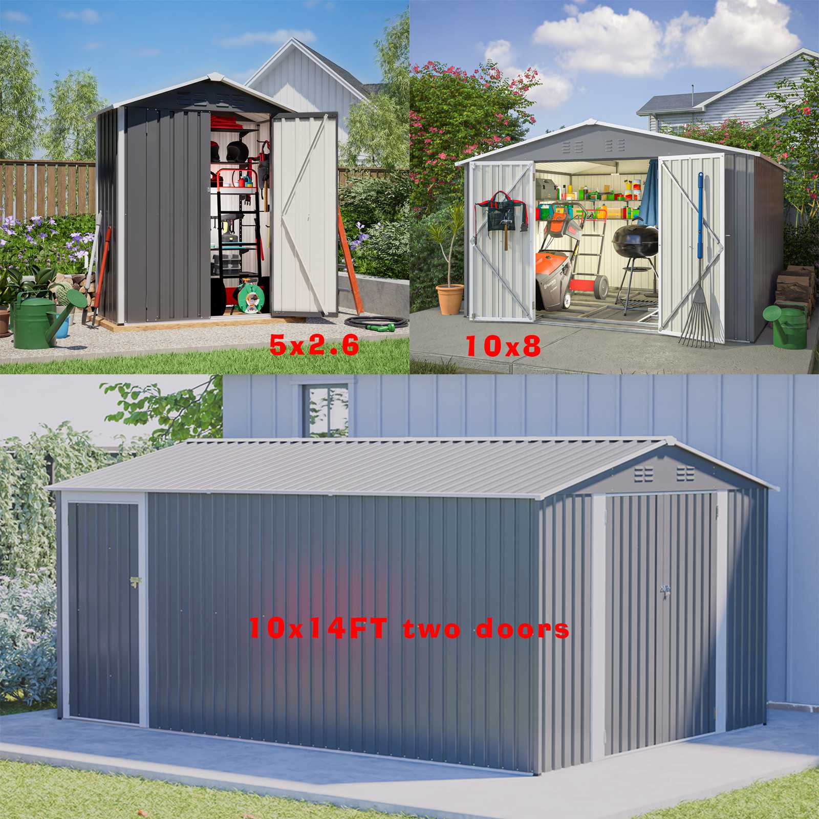 BIRCHTREE Garden Shed Metal Apex Roof