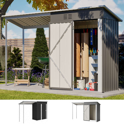BIRCHTREE Garden Shed With Extended Roof 10x2.7FT