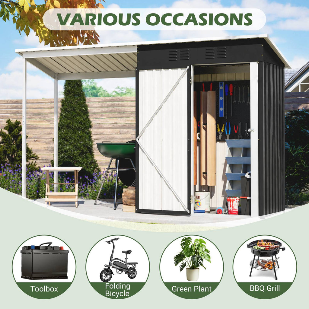 BIRCHTREE Garden Shed With Extended Roof 10x2.7FT