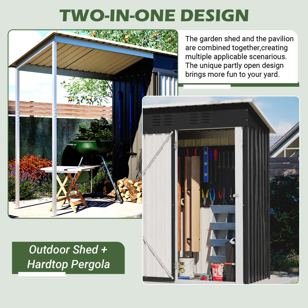 BIRCHTREE Garden Shed With Extended Roof 10x2.7FT