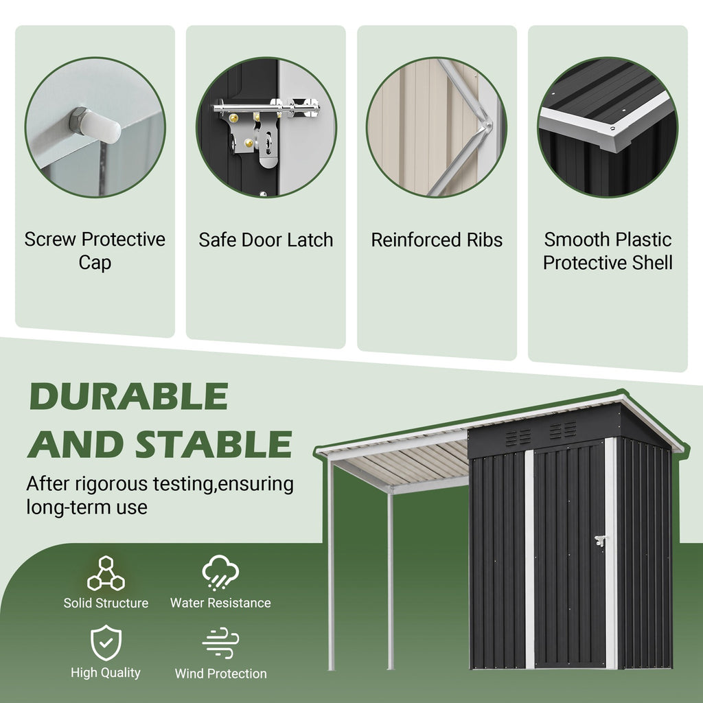 BIRCHTREE Garden Shed With Extended Roof 10x2.7FT