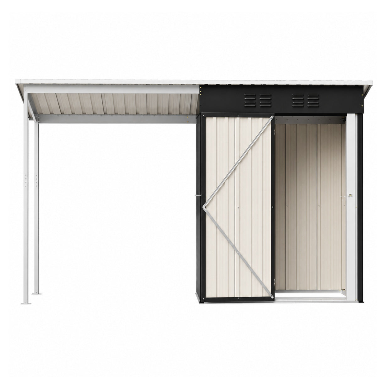 BIRCHTREE Garden Shed With Extended Roof 10x2.7FT