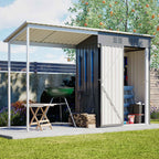 BIRCHTREE Garden Shed With Extended Roof 10x2.7FT