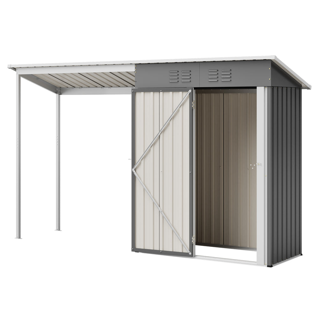 BIRCHTREE Garden Shed With Extended Roof 10x2.7FT