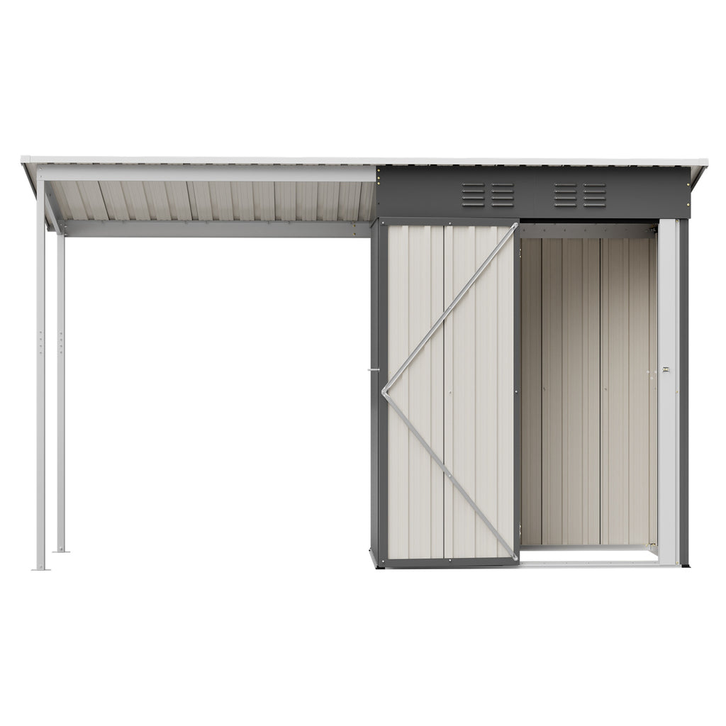 BIRCHTREE Garden Shed With Extended Roof 10x2.7FT