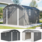 BIRCHTREE 10x12ft Gambrel Roof Metal Garden Shed Lockable Doors Window & Vents