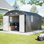 BIRCHTREE 10x12ft Gambrel Roof Metal Garden Shed Lockable Doors Window & Vents