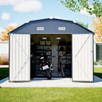 BIRCHTREE 10x12ft Gambrel Roof Metal Garden Shed Lockable Doors Window & Vents