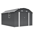 BIRCHTREE 10x12ft Gambrel Roof Metal Garden Shed Lockable Doors Window & Vents