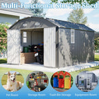 BIRCHTREE 10x12ft Gambrel Roof Metal Garden Shed Lockable Doors Window & Vents