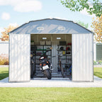 BIRCHTREE 10x12ft Gambrel Roof Metal Garden Shed Lockable Doors Window & Vents