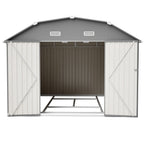 BIRCHTREE 10x12ft Gambrel Roof Metal Garden Shed Lockable Doors Window & Vents