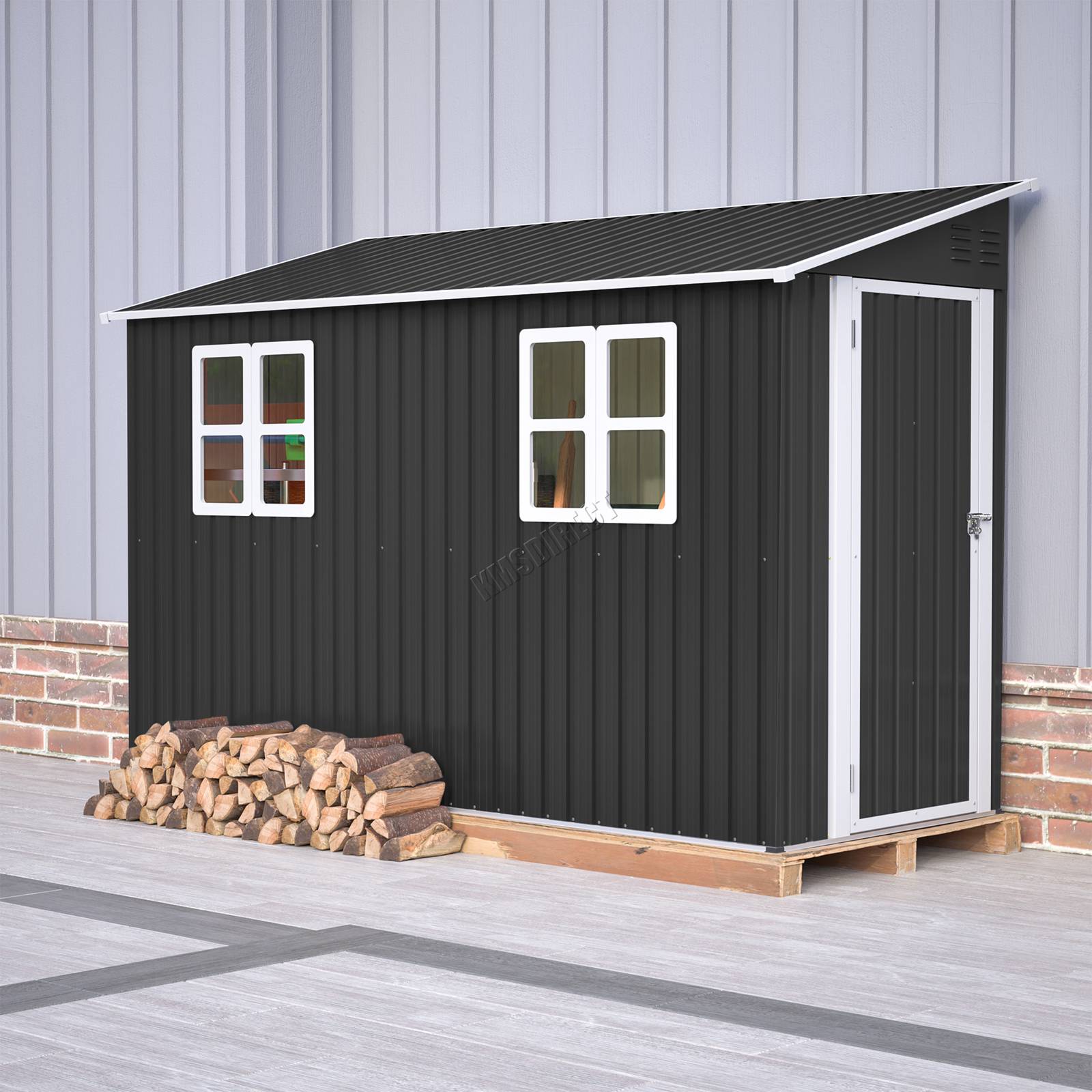 BIRCHTREE Lean To Garden Shed Metal Pent Roof