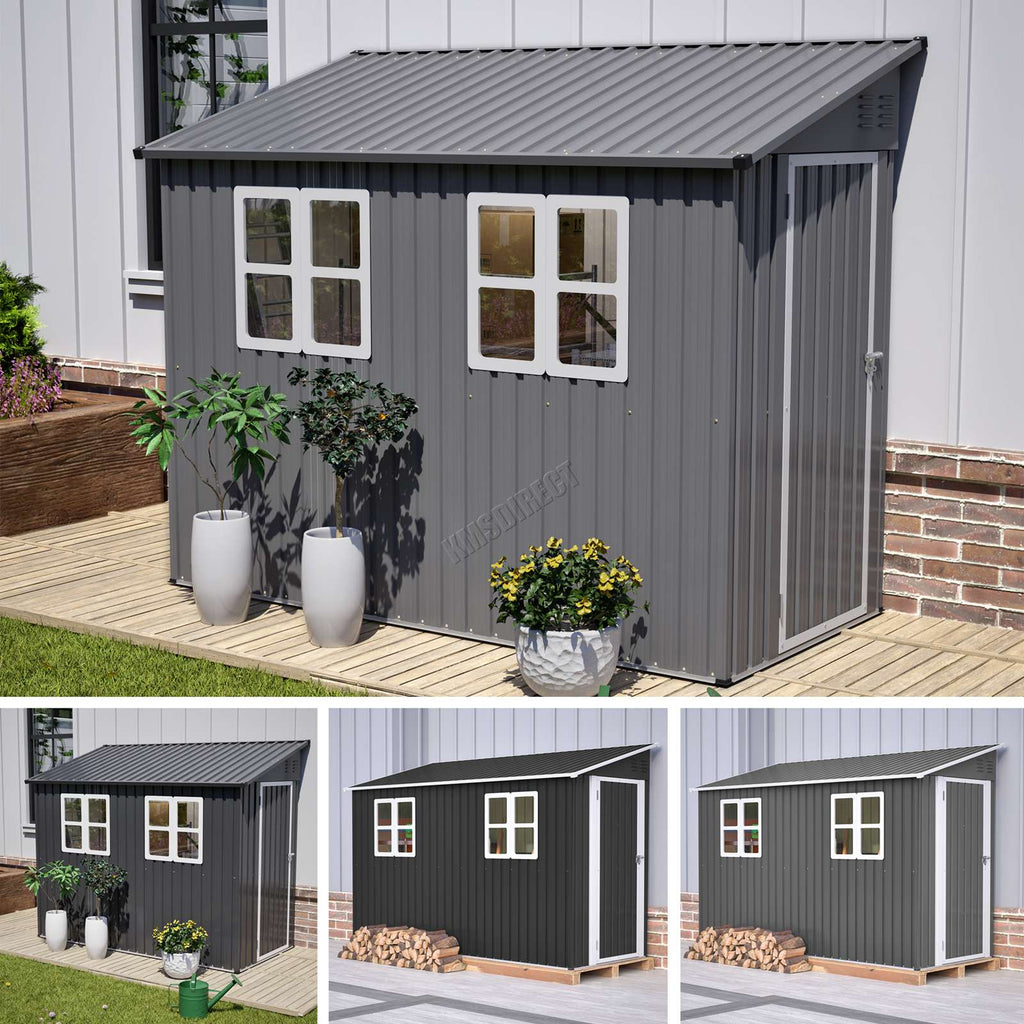 BIRCHTREE Lean To Garden Shed Metal Pent Roof