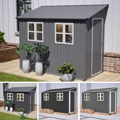 BIRCHTREE Lean To Garden Shed Metal Pent Roof