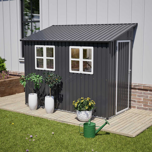 BIRCHTREE Lean To Garden Shed Metal Pent Roof